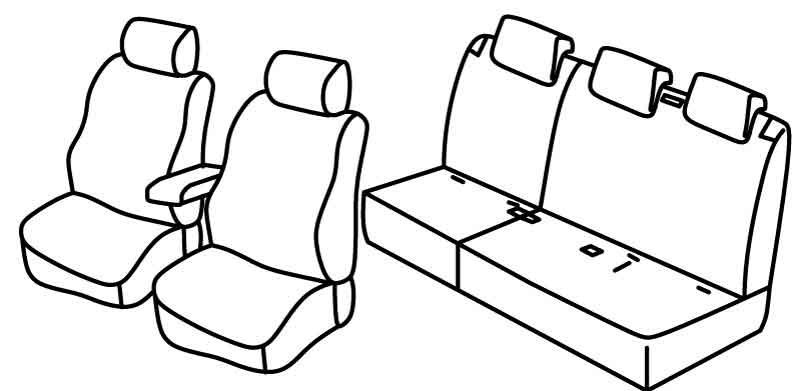 Set coprisedili Superior - Nero/Grigio - compatibile per Fiat Doblò 5p (01/10>05/20) - Opel Combo Tour (04/12>12/17)