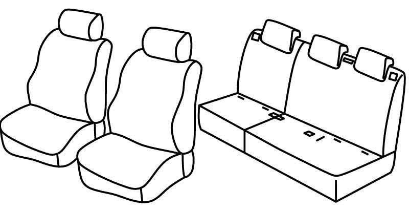 Set coprisedili Superior - Nero/Blu - compatibile per Fiat Doblò 5p (01/10>05/20) - Opel Combo Tour (04/12>12/17)