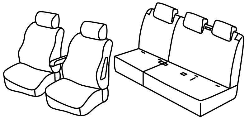 Set coprisedili Superior - Nero/Rosso - compatibile per Fiat Doblò 5p (01/10>05/20) - Opel Combo Cargo (04/12>08/18)