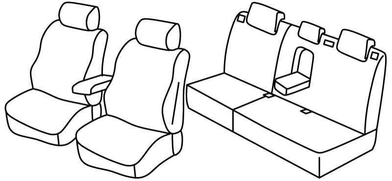 Set coprisedili Superior - Nero/Blu - compatibile per Ford Focus 5p (03/11>05/18) - Ford Focus Wagon (06/11>05/18)