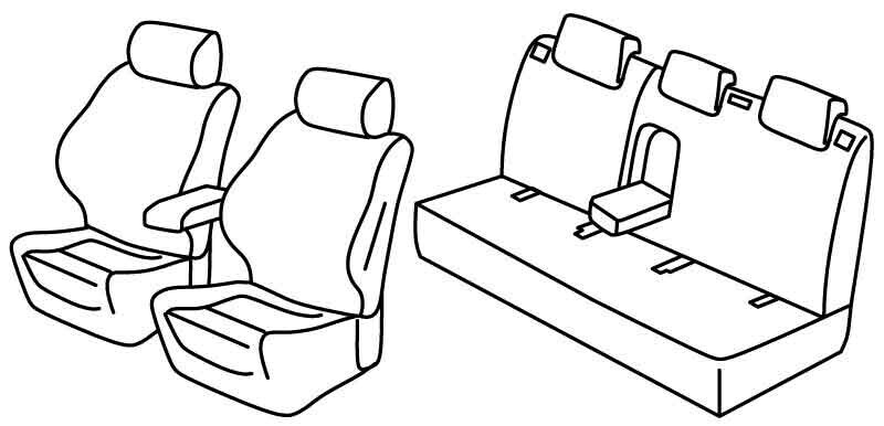 Set coprisedili Superior - Nero/Blu - compatibile per Ford Focus 5p (06/18>) Active