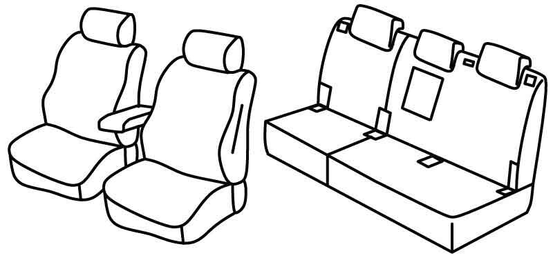 Set coprisedili Superior - Nero/Blu - compatibile per Ford Tourneo Connect (09/18>02/22)