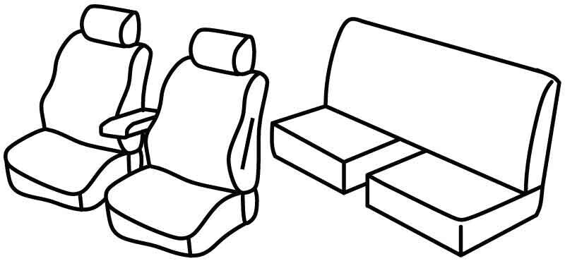 Set coprisedili Superior - Grigio/Nero - compatibile per Ford Ranger (09/15>04/22) XLT, Super Cab