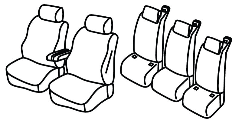 Set coprisedili Superior - Nero/Blu - compatibile per Ford Tourneo Custom (08/23>)