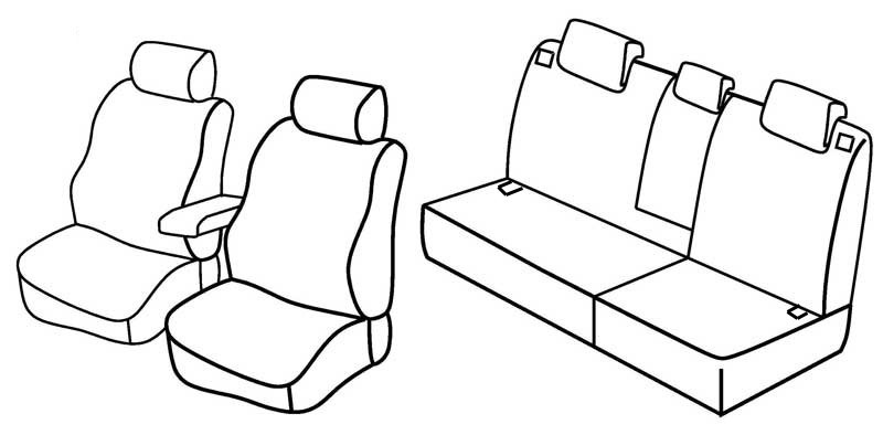 Set coprisedili Superior - Nero/Blu - compatibile per Hyundai Tucson (08/04>02/10) fino al 2005