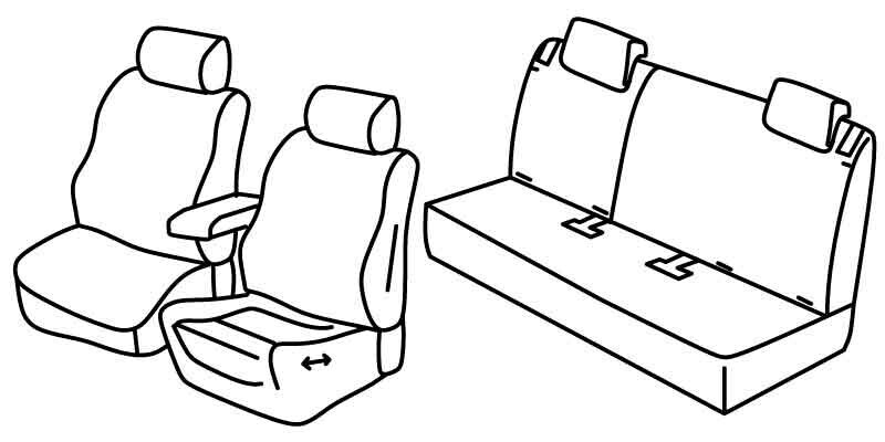 Set coprisedili Superior - Nero/Blu - compatibile per Opel Crossland (10/20>07/24) - Opel Crossland X (06/17>09/20)