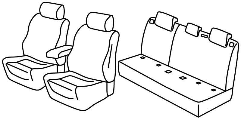 Set coprisedili Superior - Nero/Blu - compatibile per Peugeot 2008 (12/19>) GT Line - Peugeot 208 5p (11/19>) GT Line