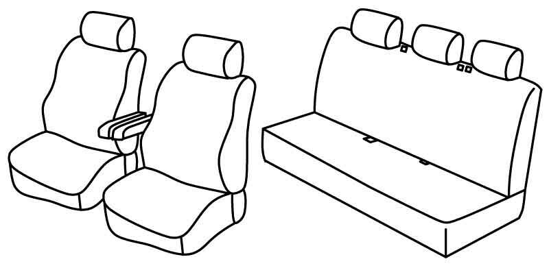 Set coprisedili Superior - Nero/Rosso - compatibile per Opel Vivaro (01/14>) - Renault Trafic (06/14>)