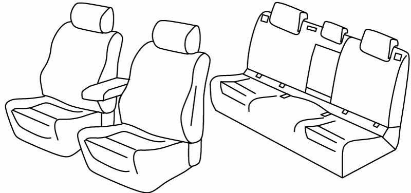 Set coprisedili Superior - Nero/Rosso - compatibile per Toyota Prius 5p (03/16>05/23)