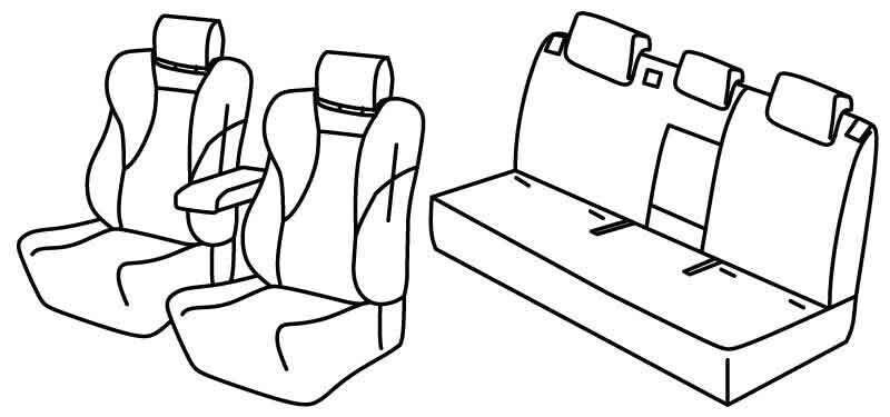 Set coprisedili Superior - Nero/Blu - compatibile per Toyota Rav4 (03/19>) Adventure, Hybrid