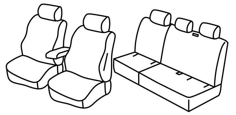 Set coprisedili Superior - Grigio/Nero - compatibile per Volkswagen Caddy Life (01/04>08/15) Fino al 09/2010