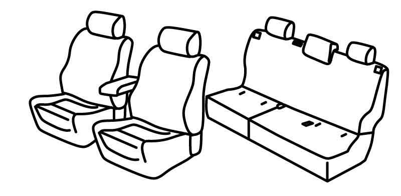 Set coprisedili Superior - Nero/Blu - compatibile per Volkswagen Amarok (07/16>10/22) Aventura