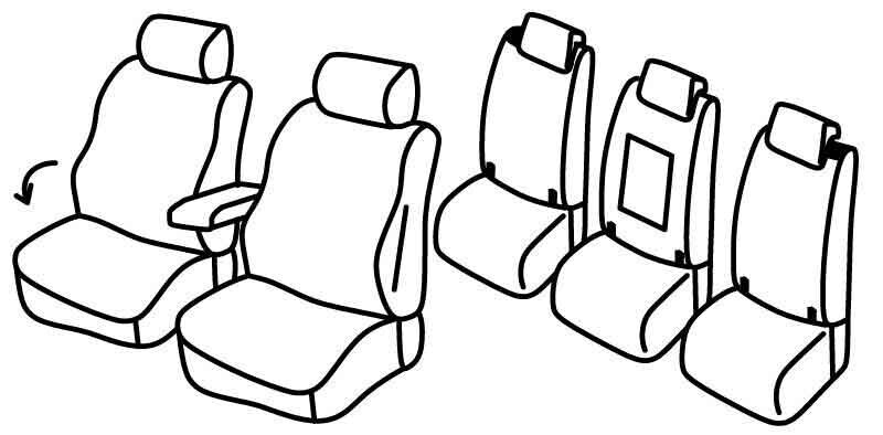 Set coprisedili Superior - Grigio/Nero - compatibile per Volkswagen Touran (09/15>) Comfortline