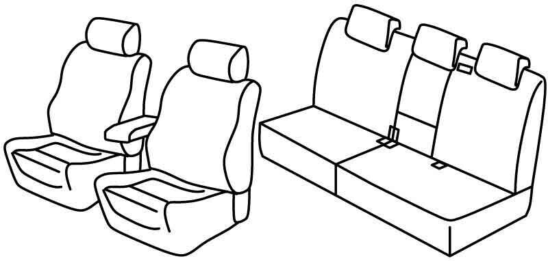 Set coprisedili Superior - Nero/Rosso - compatibile per Volkswagen Tiguan (12/07>08/11) Sportline