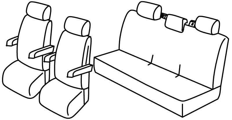 Set coprisedili Superior - Nero/Rosso - compatibile per Volkswagen Multivan T6 (08/15>12/19) - Volkswagen Multivan T6.1 (01/20>)