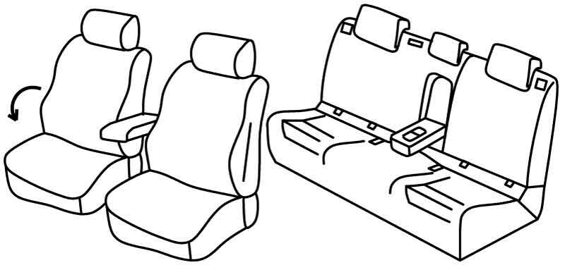 Set coprisedili Superior - Nero/Blu - compatibile per Volkswagen Golf VII 5p (11/12>12/19) Comfortline, Blue Motion - Volkswagen Golf VII Variant (10/13>05/20) Comfortline, Blue Motion