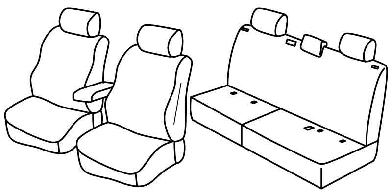 Set coprisedili Superior - Nero/Blu - compatibile per Volkswagen Amarok (07/16>10/22) Comfortline