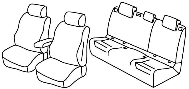Set coprisedili Superior - Nero/Rosso - compatibile per Volkswagen Golf VII 5p (11/12>12/19) Comfortline, Blue Motion - Volkswagen Golf VII Variant (10/13>05/20) Comfortline, Blue Motion