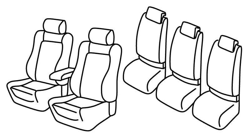 Set coprisedili Superior - Nero/Blu - compatibile per Volkswagen Touran (08/10>08/15) Highline