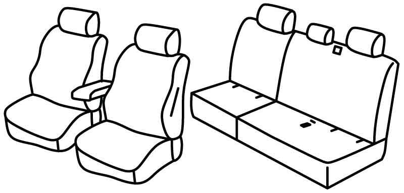 Set coprisedili Superior - Nero/Rosso - compatibile per Volkswagen Caddy (01/21>)