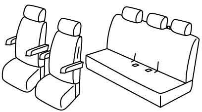 Set coprisedili Superior - Nero/Blu - compatibile per Volkswagen Multivan T6 (08/15>12/19)