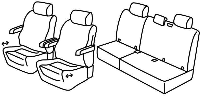 Set coprisedili Superior - Grigio/Nero - compatibile per Volkswagen ID.Buzz (01/23>) - Volkswagen ID.Buzz (01/23>) Pro - Volkswagen ID.Buzz Cargo (01/23>) - Volkswagen ID.Buzz Cargo (01/23>) Pro