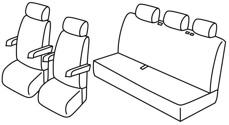 Set coprisedili Superior - Nero/Blu - compatibile per Volkswagen Multivan T6.1 (01/20>)