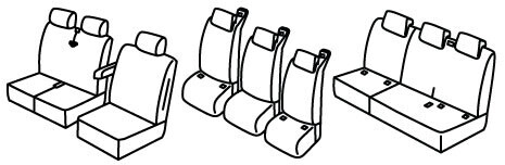 Set coprisedili Superior - Nero/Blu - compatibile per Ford Tourneo Custom (08/23>)