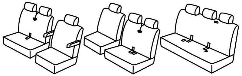 Set coprisedili Superior - Nero/Grigio - compatibile per Volkswagen Multivan T5 (04/03>03/15) Fino al 2009