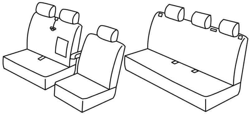 Set coprisedili Superior - Nero/Rosso - compatibile per Mercedes Sprinter (06/06>05/18) - Volkswagen Crafter (04/06>12/16)