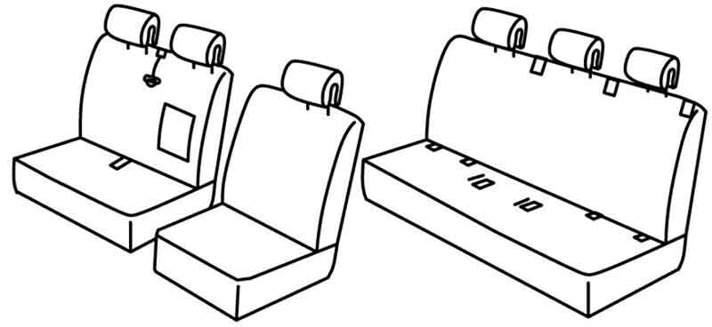 Set coprisedili Superior - Nero/Rosso - compatibile per Mercedes Sprinter (06/06>05/18) - Volkswagen Crafter (04/06>12/16)