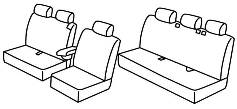 Set coprisedili Superior - Nero/Rosso - compatibile per Opel Vivaro (03/19>) 5+1 - Peugeot Expert (04/16>) 5+1