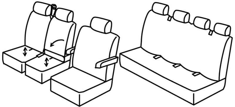 Set coprisedili Superior - Nero/Grigio - compatibile per Volkswagen Crafter (01/17>) 6+1