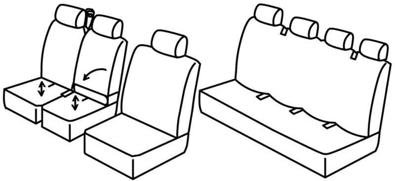 Set coprisedili Superior - Nero/Blu - compatibile per Volkswagen Crafter (01/17>) 6+1