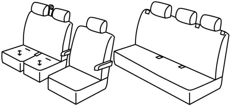 Set coprisedili Superior - Nero/Blu - compatibile per Volkswagen Crafter (01/17>) 5+1