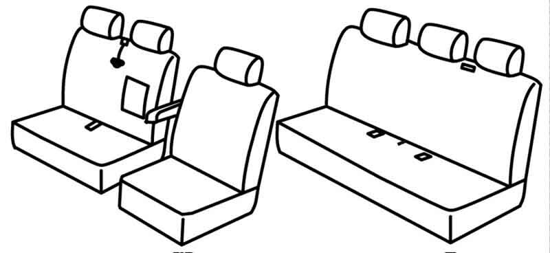 Set coprisedili Superior - Grigio/Nero - compatibile per Volkswagen Multivan T5 (04/03>03/15) - Volkswagen Transporter T6 (04/15>12/19)