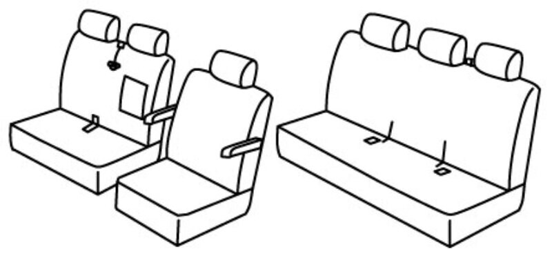 Set coprisedili Superior - Nero/Rosso - compatibile per Volkswagen Transporter T6.1 (01/20>)