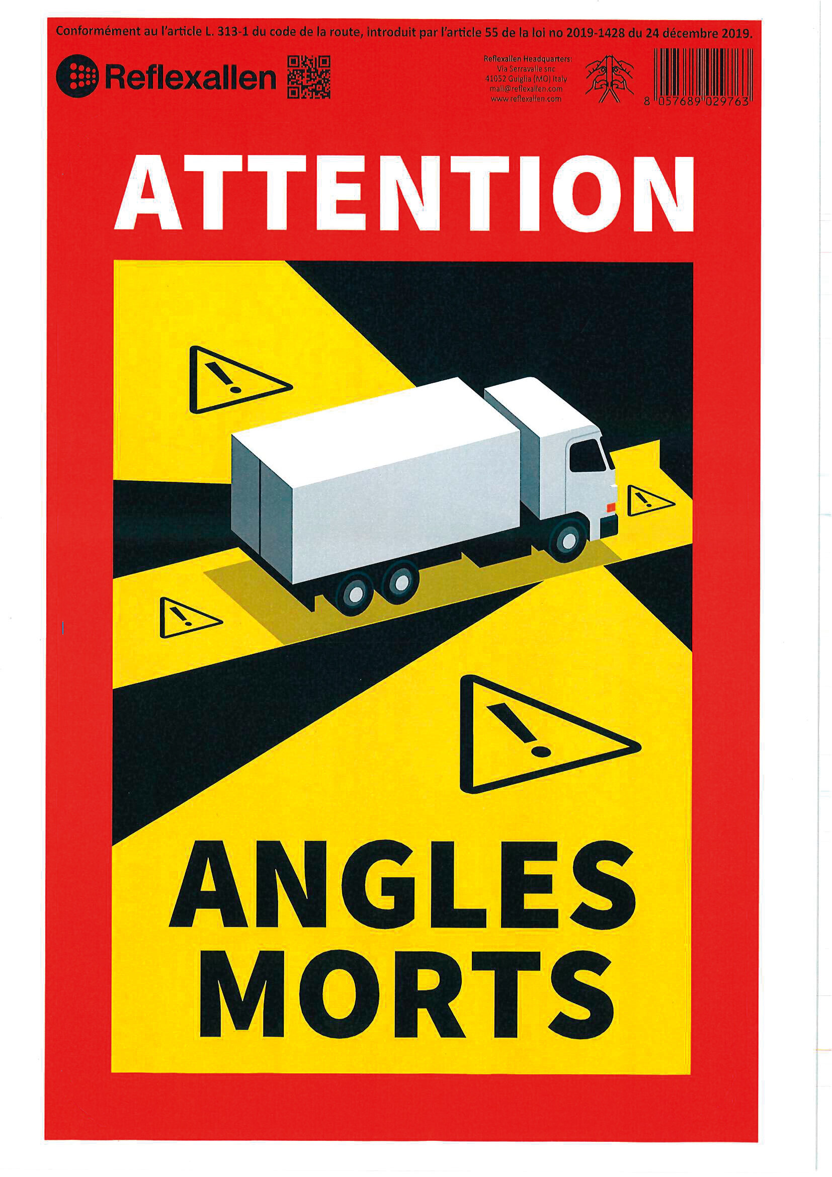 Contrassegno adesivo angoli morti, 1 pz - Camion - FRA - immagine 2