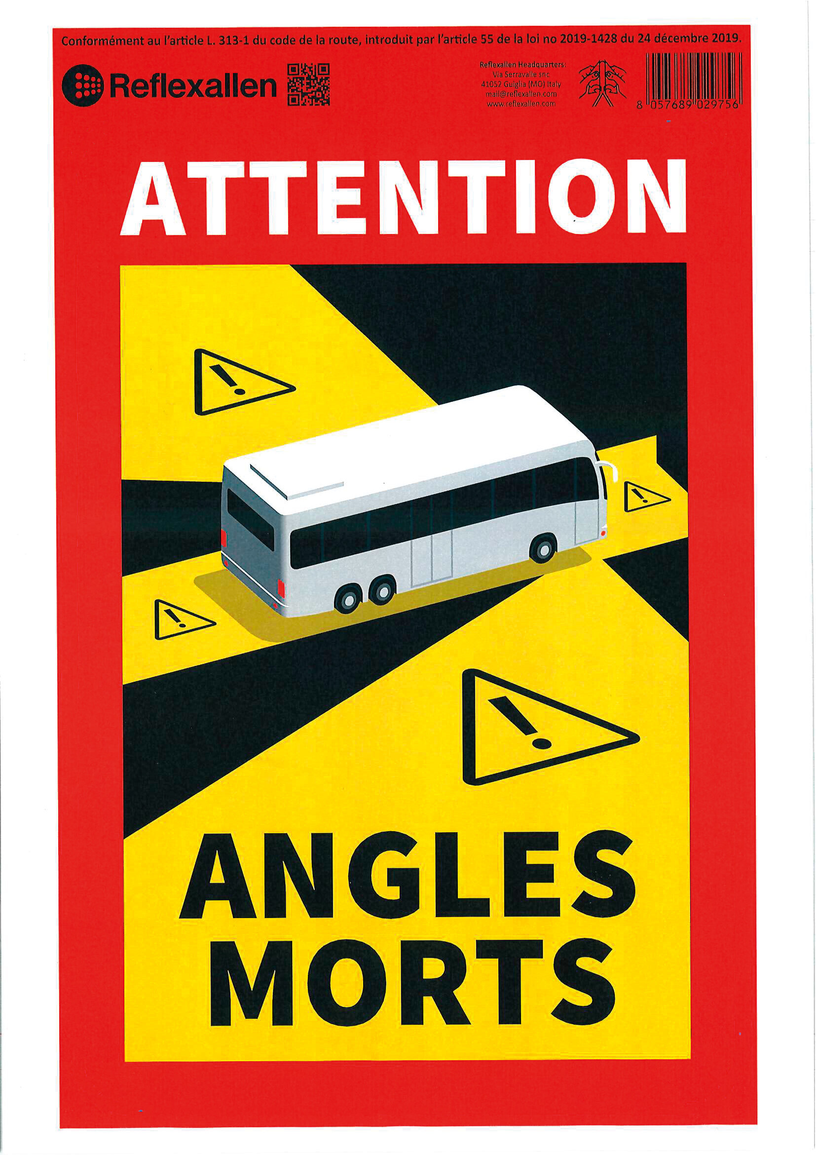 Contrassegno adesivo angoli morti, 1 pz - Autobus - FRA - immagine 2