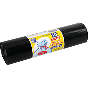 Rotolo 10 sacchi neri per pattumiera - 140 L - 90x120 cm