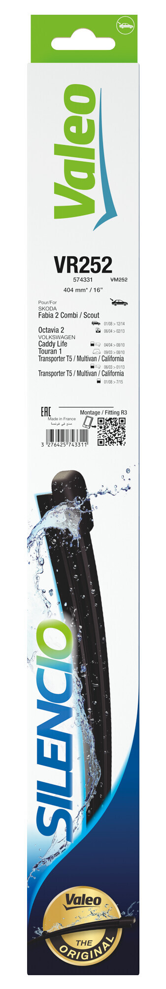 Silencio Flat Blades, spazzola tergicristallo posteriore - VR252 - 404 mm - 1 pz - immagine 2