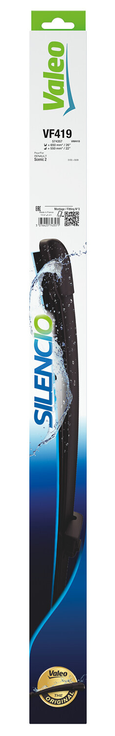 Silencio Flat Blades, spazzole tergicristallo - VF419 - 650 + 550 mm - 2 pz - immagine 2