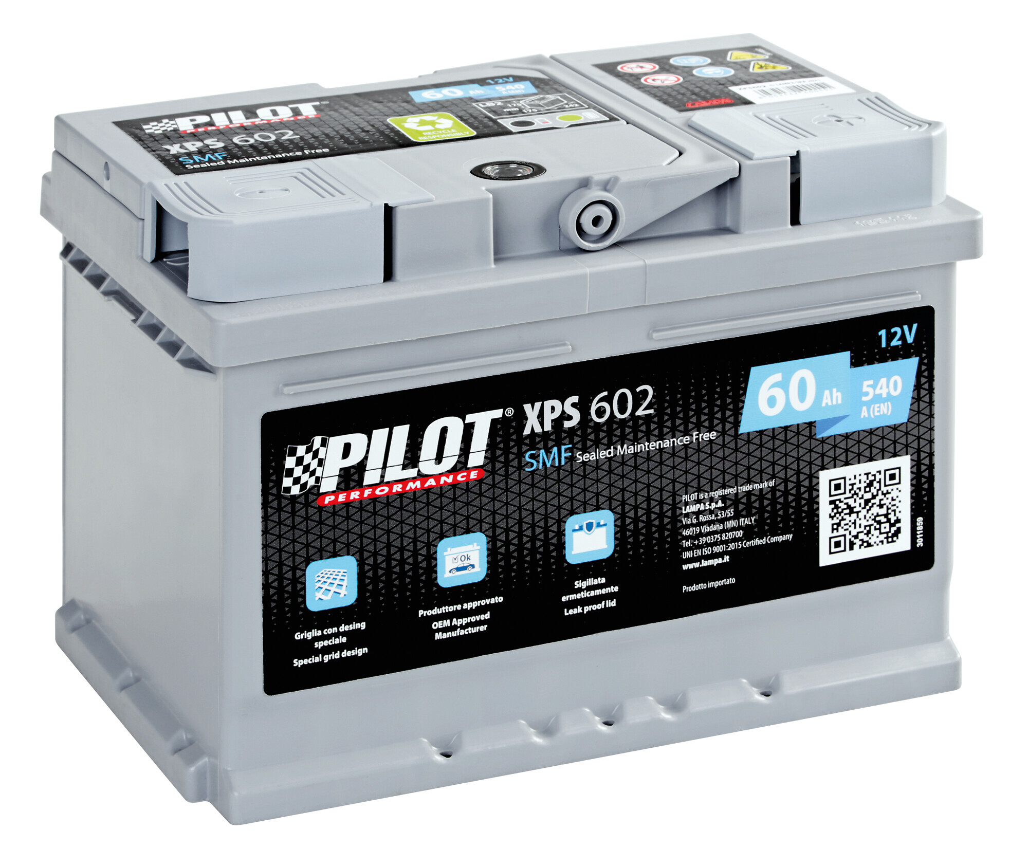 Batteria 12V - Pilot SMF - 60 Ah - 540 A - LB2