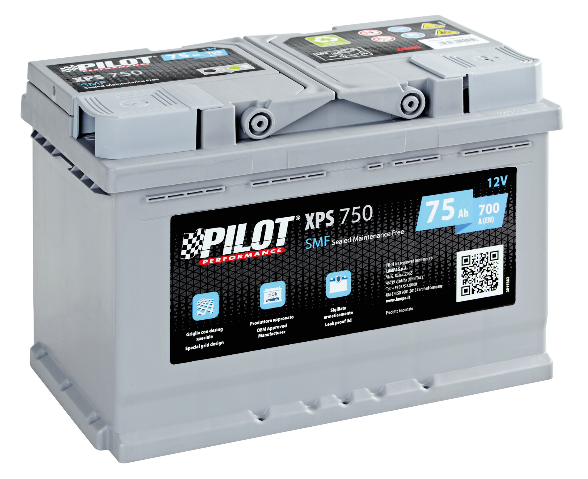 Batteria 12V - Pilot SMF - 75 Ah - 700 A - L3