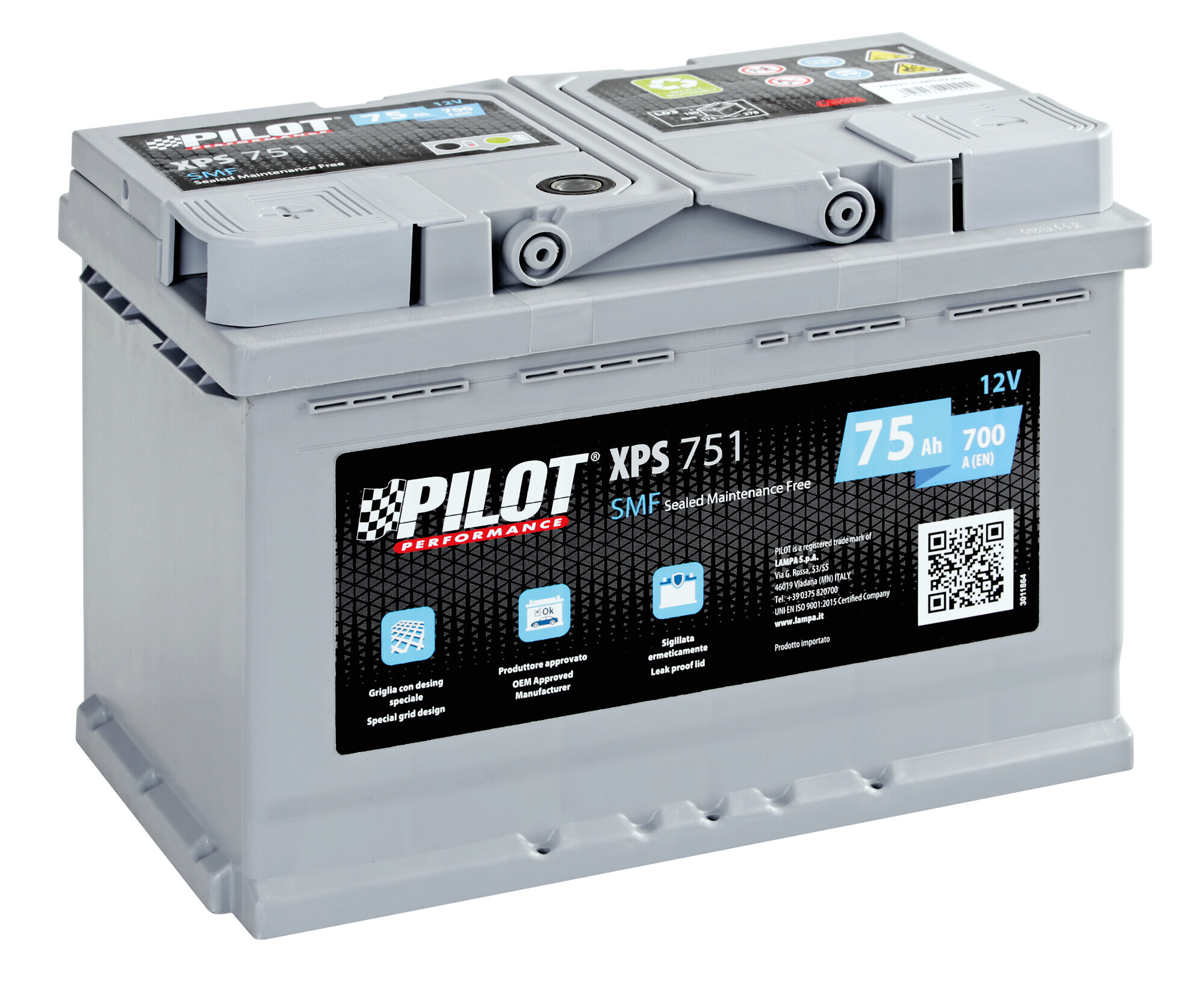 Batteria 12V - Pilot SMF - 75 Ah - 700 A - L3