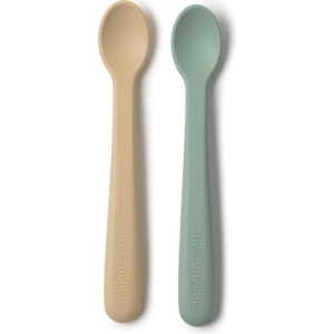Set cucchiai in silicone beige e verde