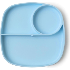 Piatto in silicone con divisori azzurro