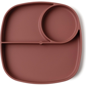 Piatto in silicone con divisori rosso