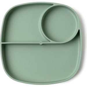 Piatto in silicone con divisori verde