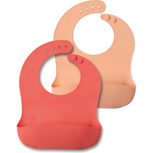 Set bavaglini in silicone arancio e pesca